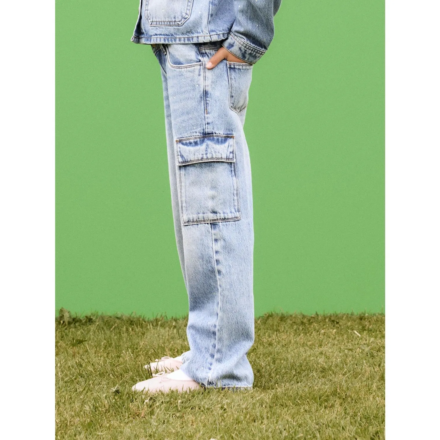 Name It Light Blue Denim Rose Wide Cargo Jeans Daily Mix On The Go