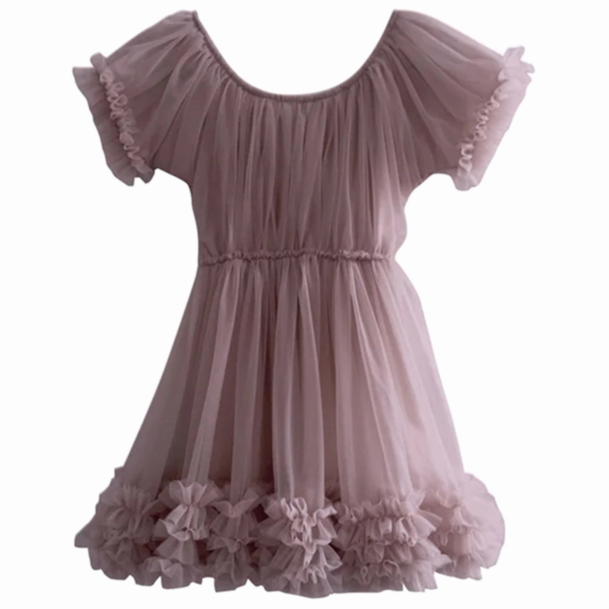 Trend Texture Sleeveless Cut Dolly by Le Petit Frilly Dress Mauve