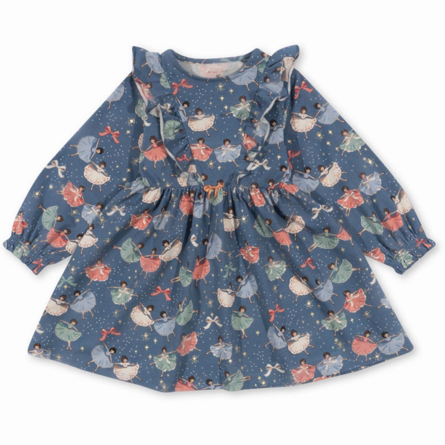 Fresh Color velvet feel Konges Sl?jd Snow Bow Ballerina Basic Frill Dress Gots