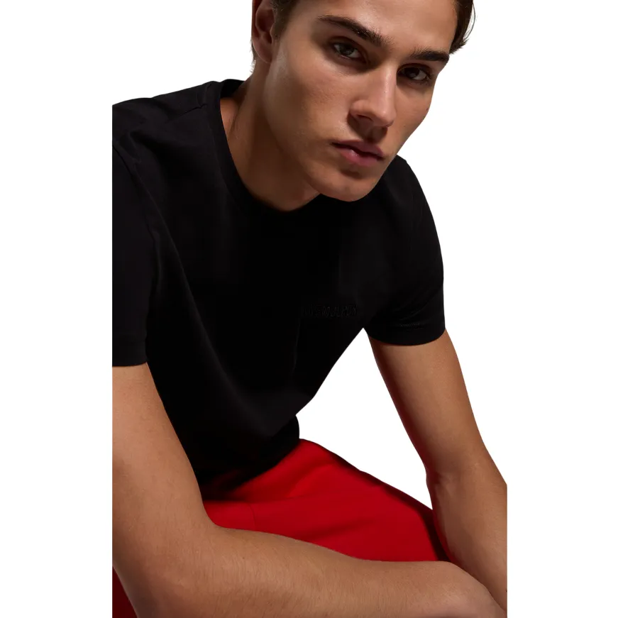 Contrast Inner Binding Oversized Cut Bikkembergs maglietta manica corta con logo ricamato BMT0819 8000 nero