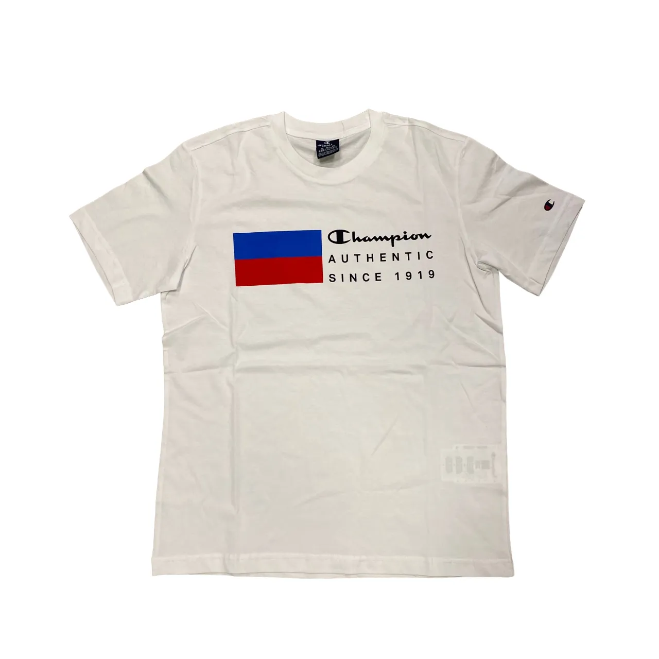 Champion maglietta manica corta in cotone da uomo con stampa 219737 WW001 bianco Easy Layer Fashion Essential