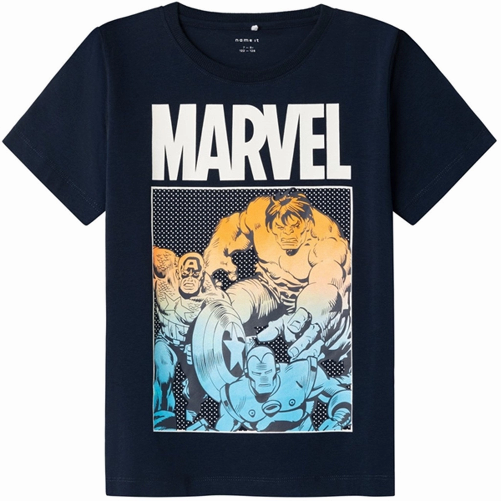 Printed Logo GarmentDyedTexture Name it Dark Sapphire France Marvel T-Shirt