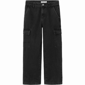 Name It Black Rose High Waisted Wide Cargo Jeans Noos Sharp Comfort
