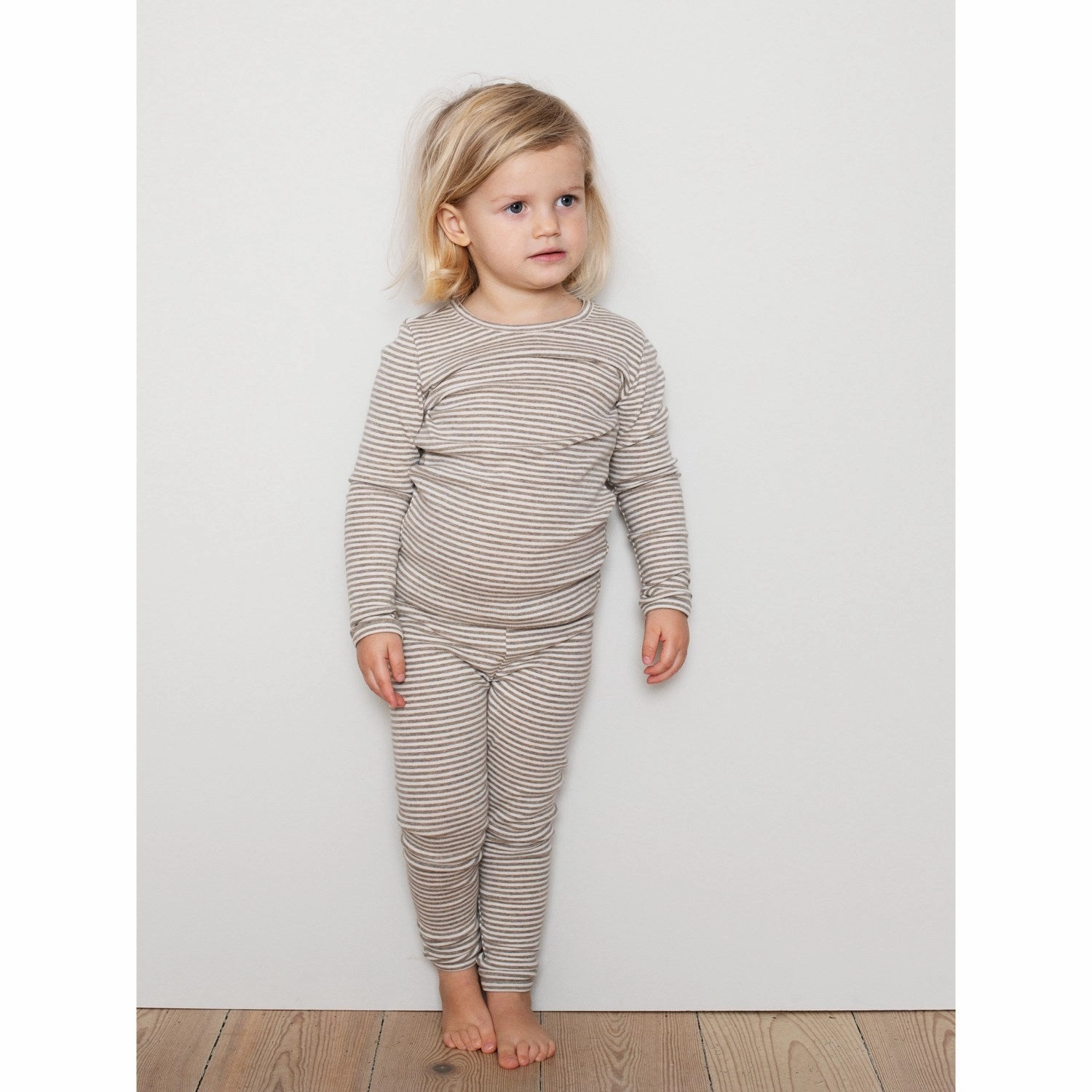 Evening Elegance Serendipity Taupe/Offwhite Slim Blouse Stripe