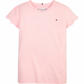 slim fit windproof Tommy Hilfiger Essential Ruffle Sleeve T-shirt Faint Pink
