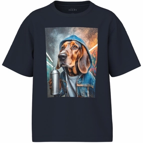 Versatile Apparel Reversible Design Concept Name It Dark Sapphire Graffiti Dog Voto Regular T-Shirt