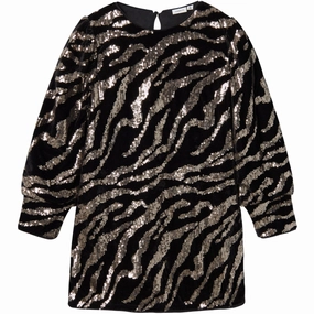 Name It Black Zebra Ranimal Dress High Cuff Light And Airy Bright-colored piece