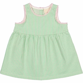 MarMar Soft Denim Cale Green Stripe Daely Dress Relax Draping
