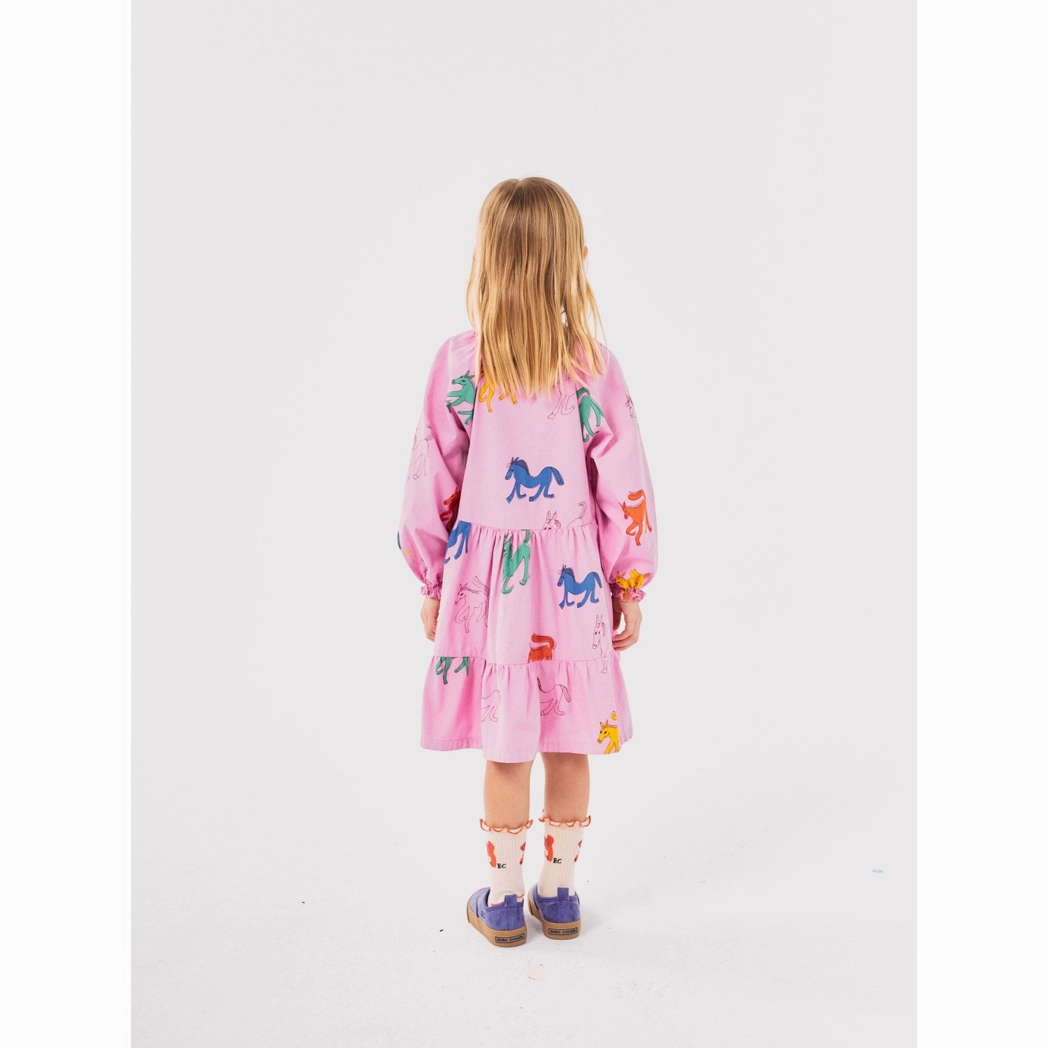 Textured Look Bobo Choses Pink Wonder Horse All Over Woven Dress