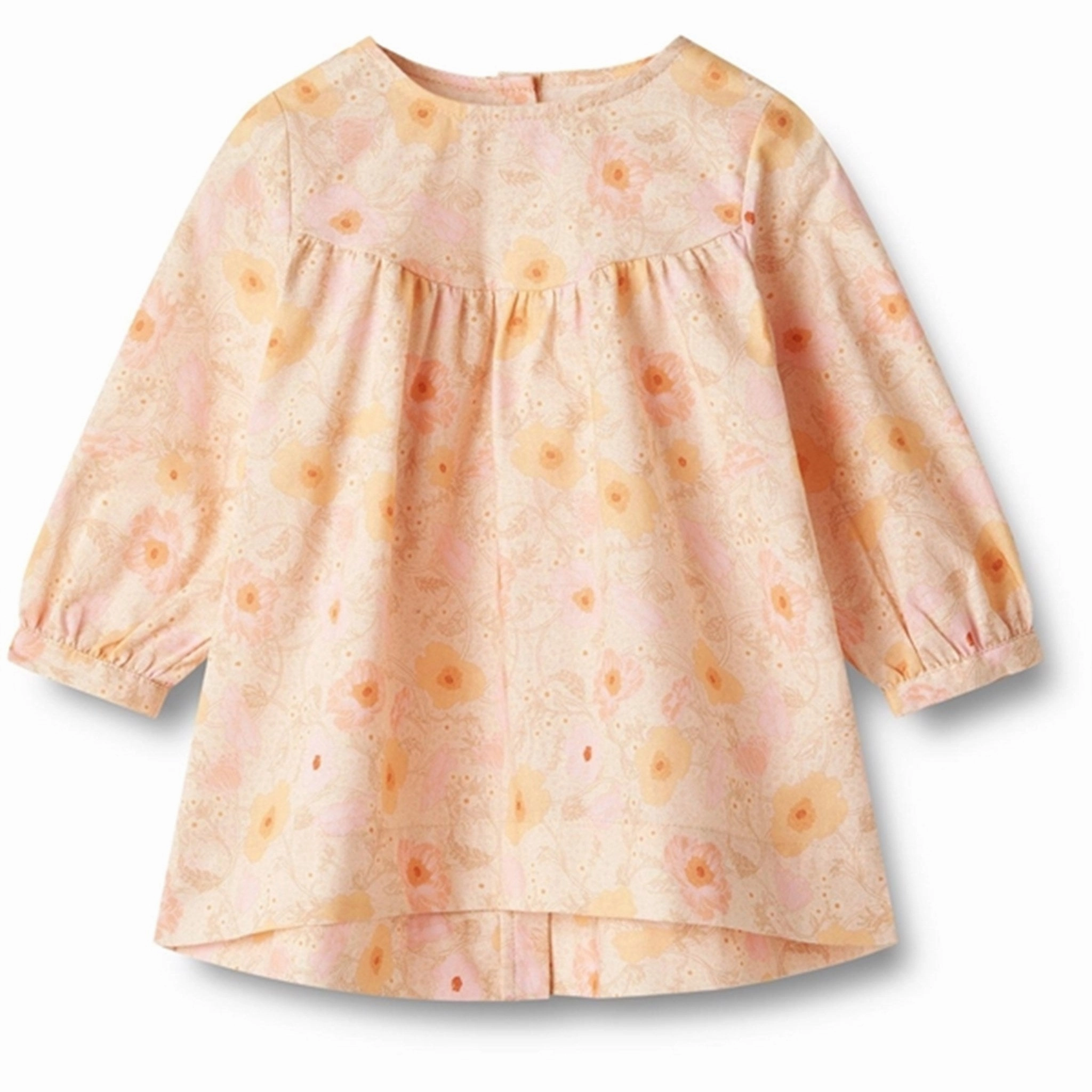 Pleated-Texture Warm Base Wheat Alabaster Flower Bobbles Dress Fenja