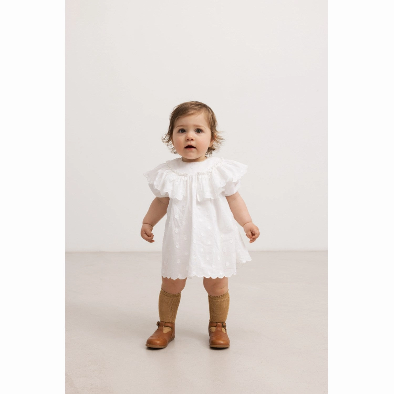 MarMar Dobby Dots Gentle White Delsa B Dress Casual Elegance