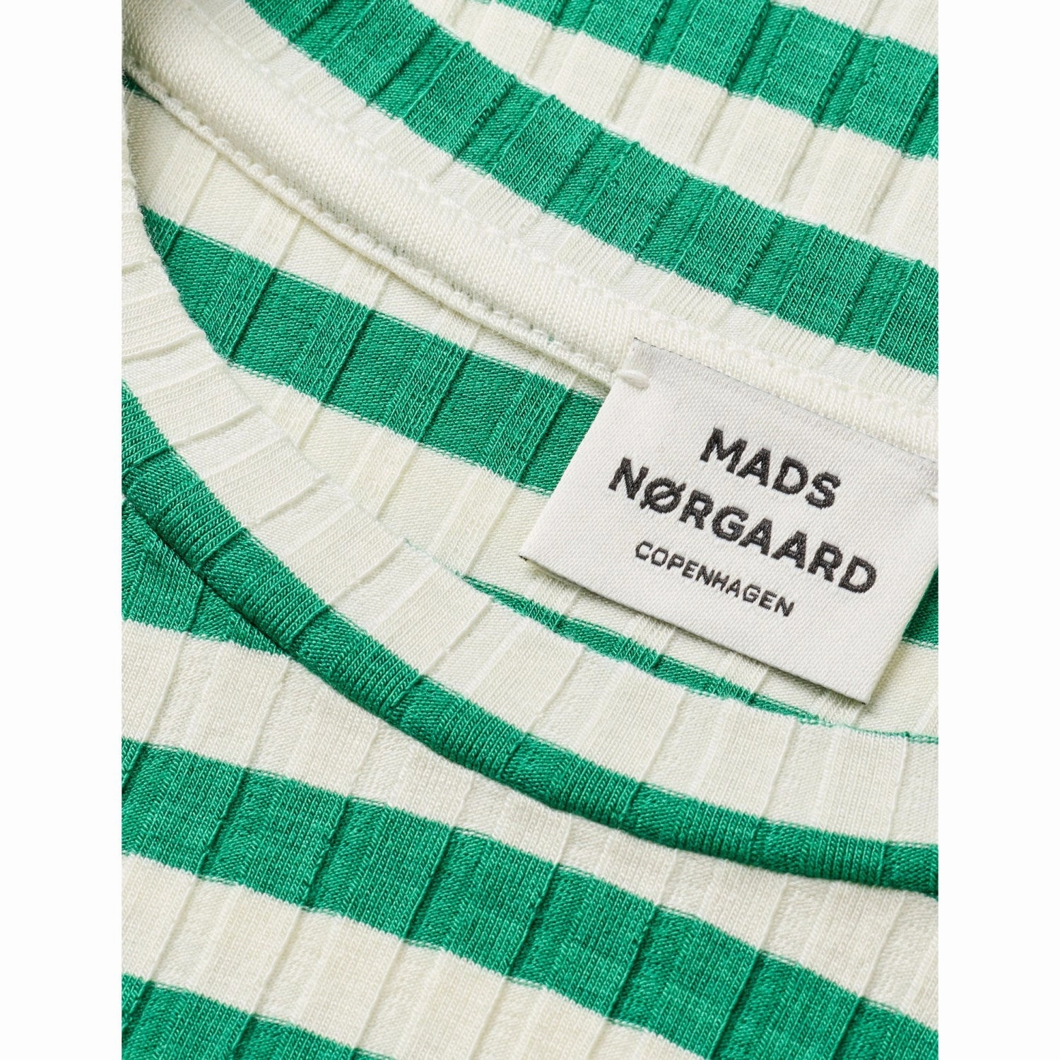 Breathable knit Layerable Look Mads N?rgaard Vanilla Ice/Verdant Green 5X5 Classic Stripe Tuviana Tee