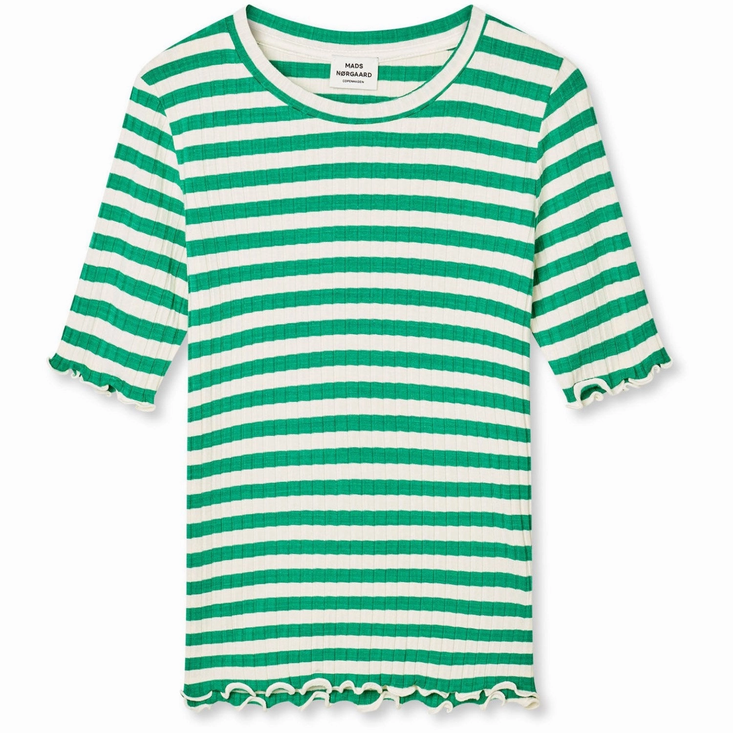 Minimalist Layer Mads N?rgaard Vanilla Ice/Verdant Green 5X5 Classic Stripe Tuviana Tee