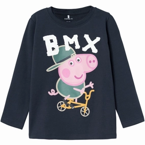 Name It Dark Sapphire Jonin Peppa Pig Blouse Moisture wicking Smooth Stitch Pattern