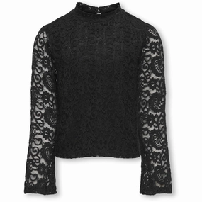kids ONLY Black Milly Flared Sleeve Lace Blouse Office Outfit