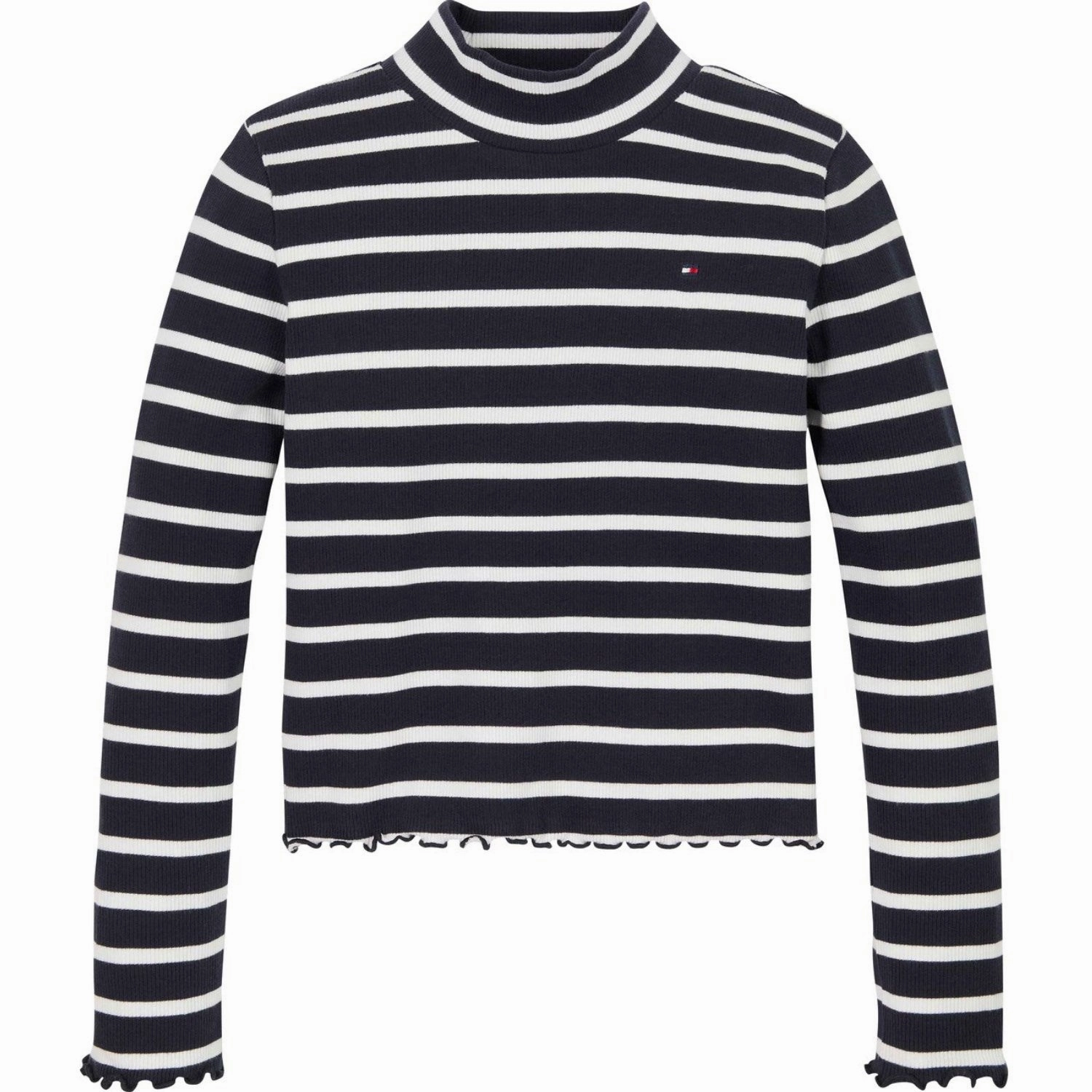 Minimalist Style Tommy Hilfiger Desert Sky Stripe Mock Neck Rib Blouse