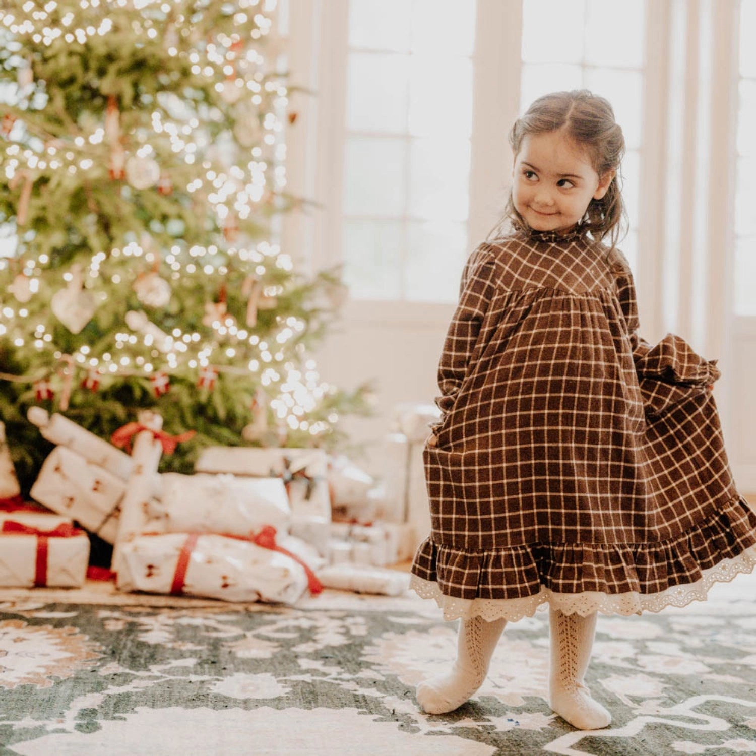 That's Mine Dark Brown Melange Haya Dress Relaxed Style Wear