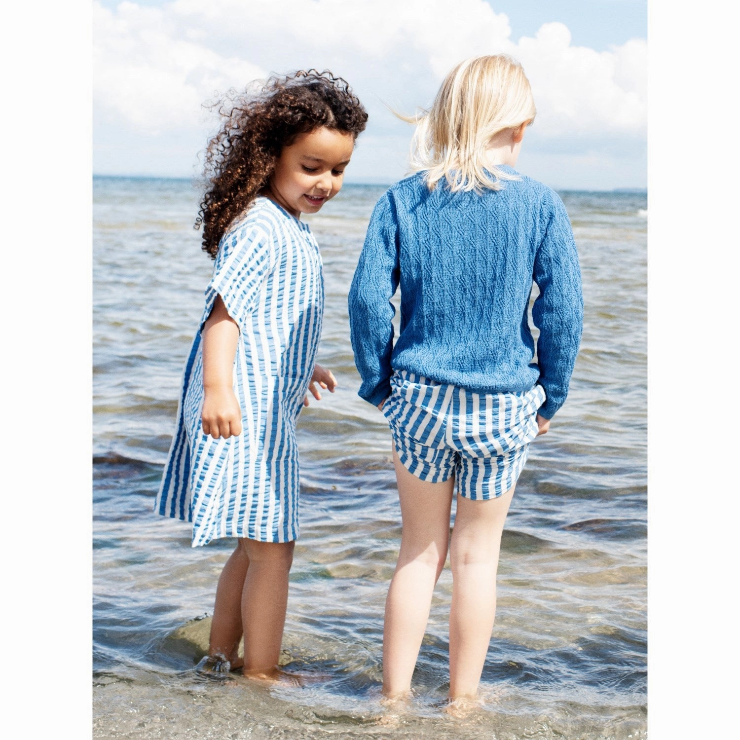 Cotton Skin New York Serendipity Azur Stripe Button Dress