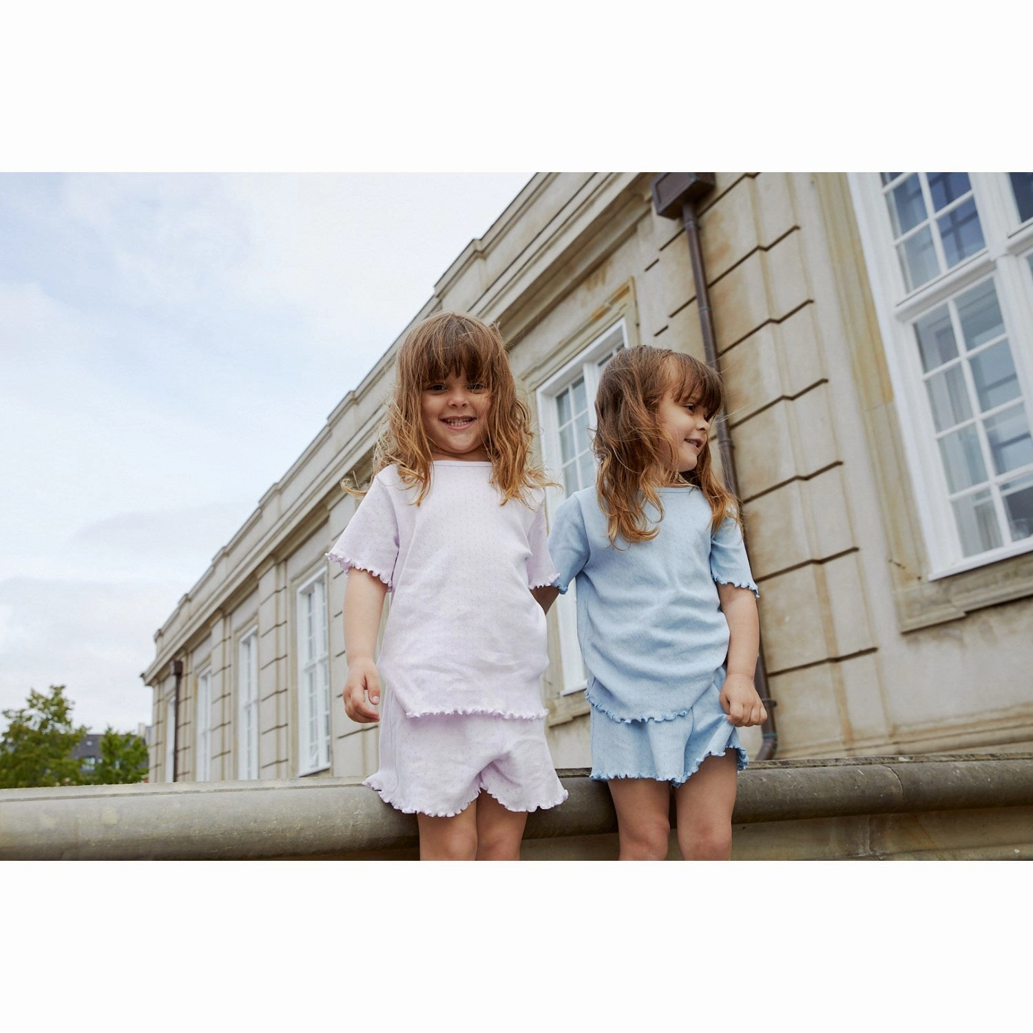 COPENHAGEN COLORS Dusty Blue Summer Pointelle T-Shirt Ss Seasonal Casual