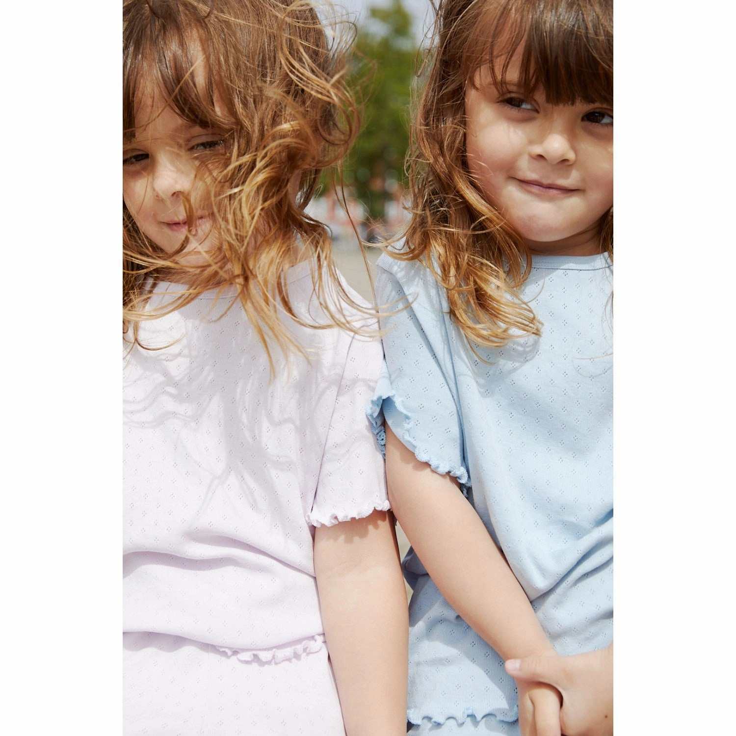 Recycled Polyester COPENHAGEN COLORS Dusty Blue Summer Pointelle T-Shirt Ss