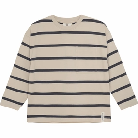 En Fant Ebony T-Shirt Ls Stripe Oversize Non Iron Material