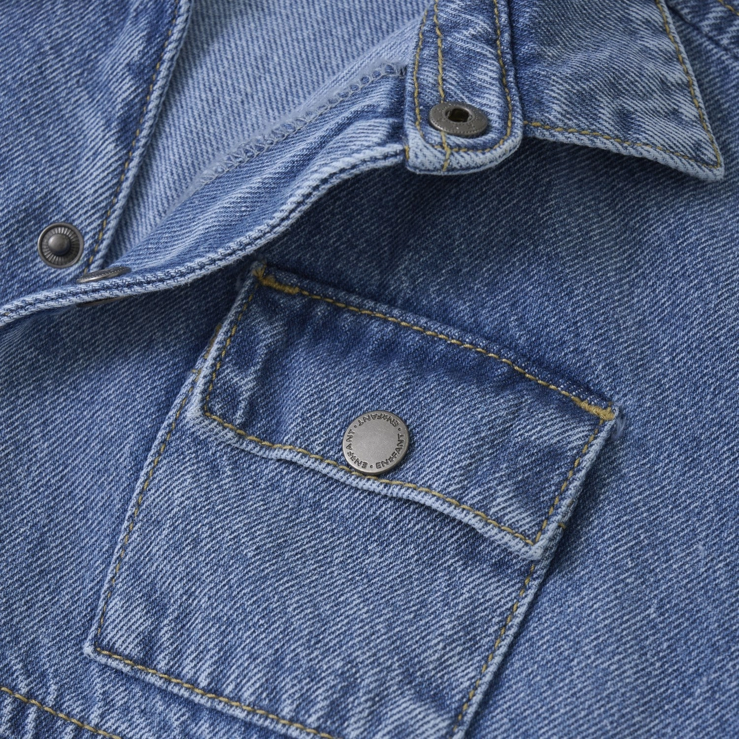 En Fant Light Denim Blue Shirt SS Denim Odorless Binding Tape