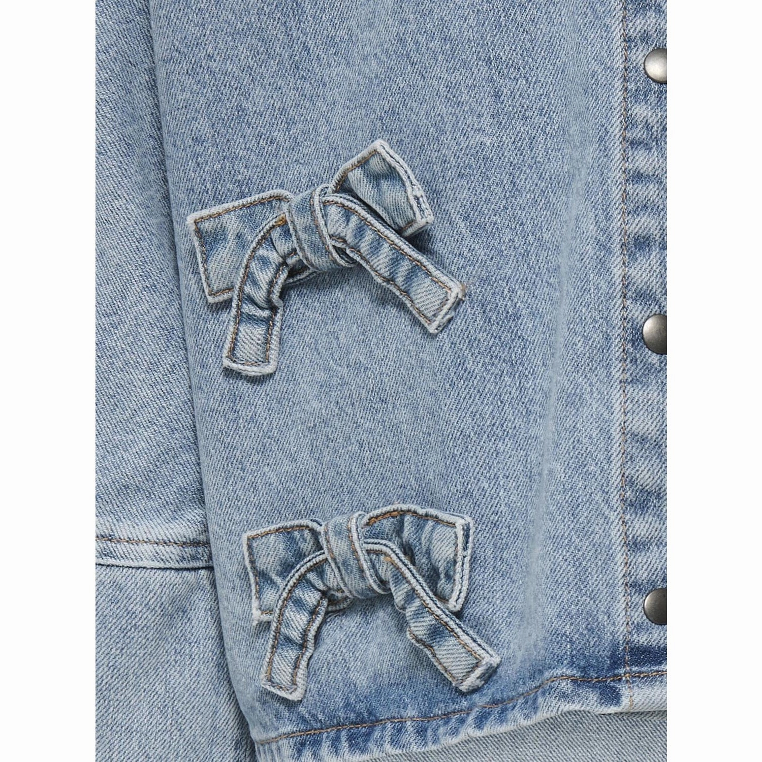 kids ONLY Light Blue Denim Grace 7/8 Bow Shirt Denim Sophisticated Elegance All-day Comfort