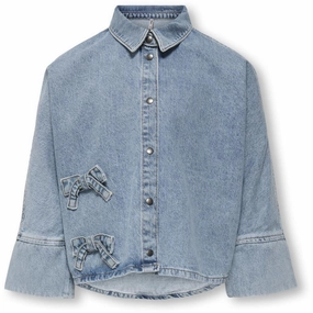kids ONLY Light Blue Denim Grace 7/8 Bow Shirt Denim Comfort-First Double Stitched Seams