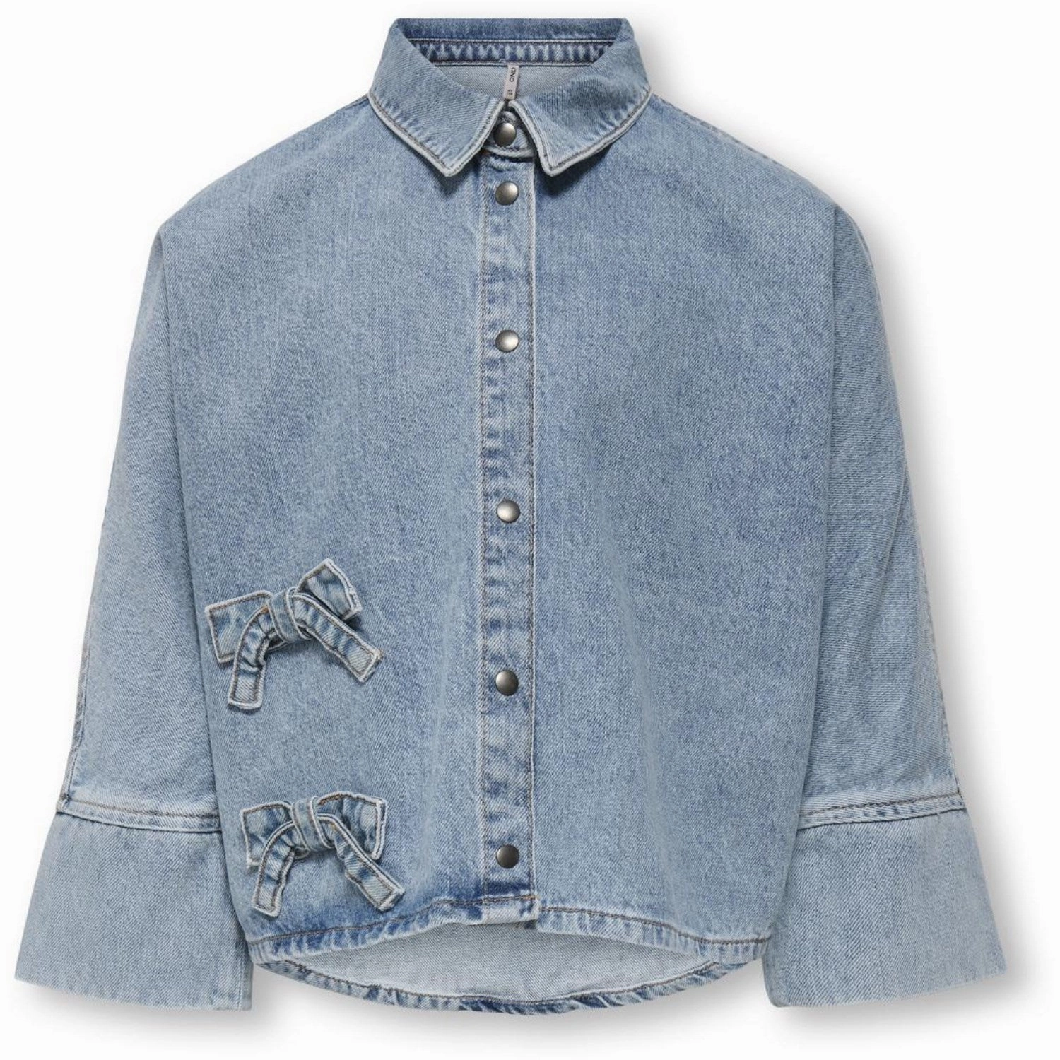 kids ONLY Light Blue Denim Grace 7/8 Bow Shirt Denim Indoor Comfort