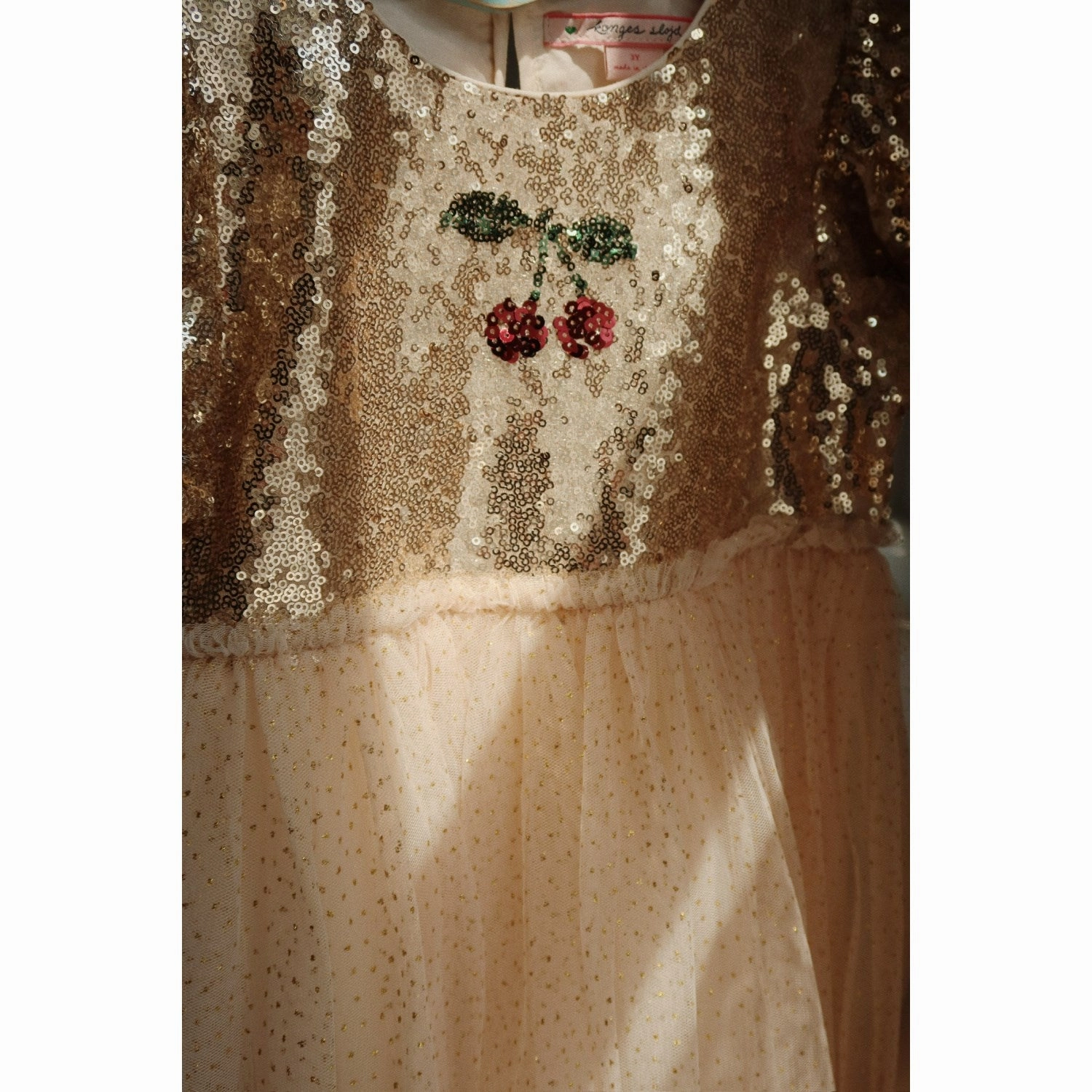 Konges Sl?jd Gold Blush Starla Puff Sleeve Dress All Timewear Buckle-Detail