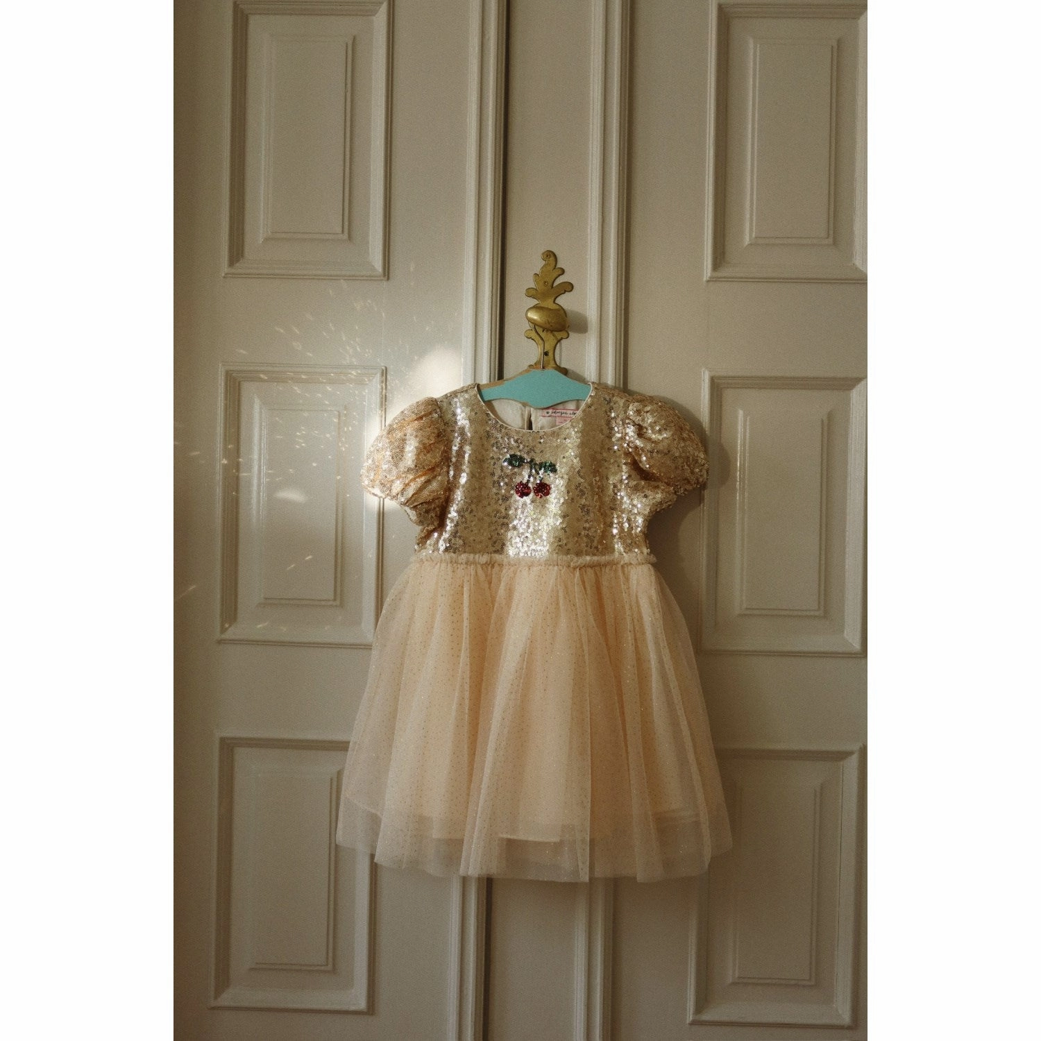 Balloon-Sleeve Konges Sl?jd Gold Blush Starla Puff Sleeve Dress