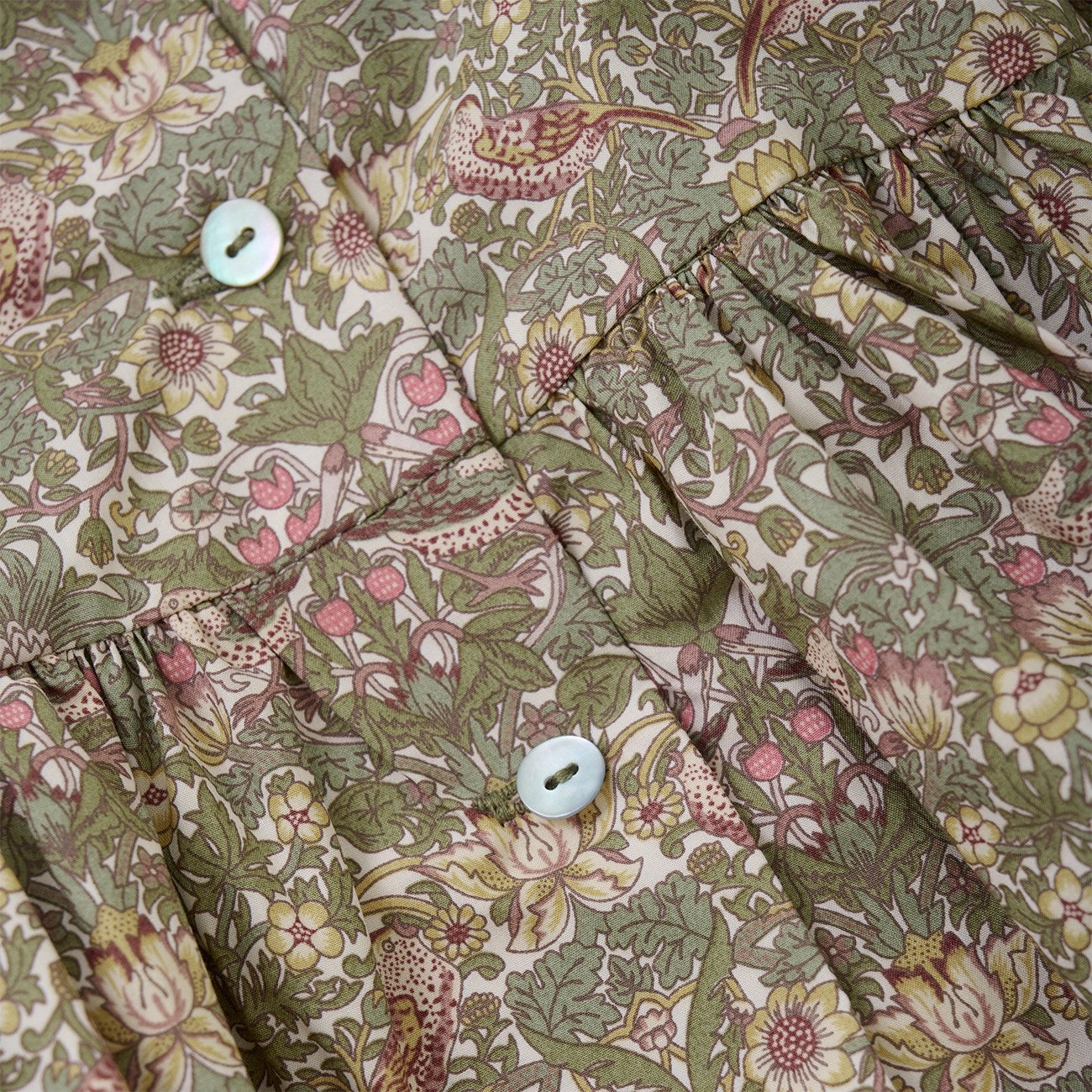 Huttelihut Deep Lichen Green Dress In Liberty Fabric Linen Soft