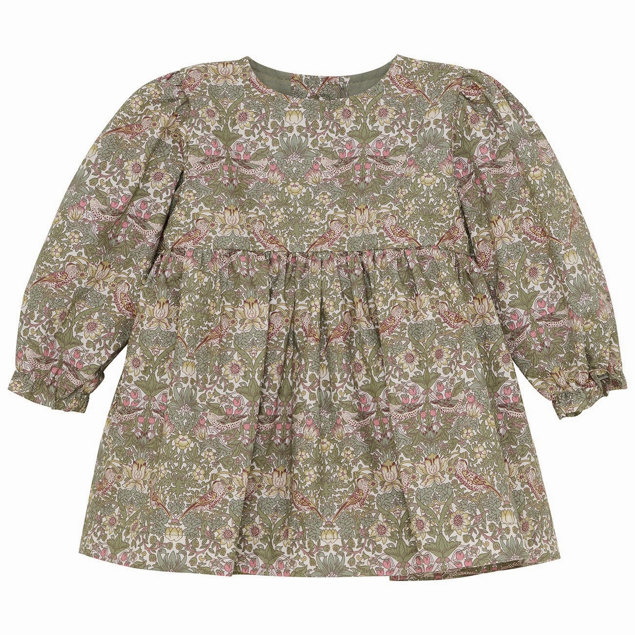 Street Look Huttelihut Deep Lichen Green Dress In Liberty Fabric