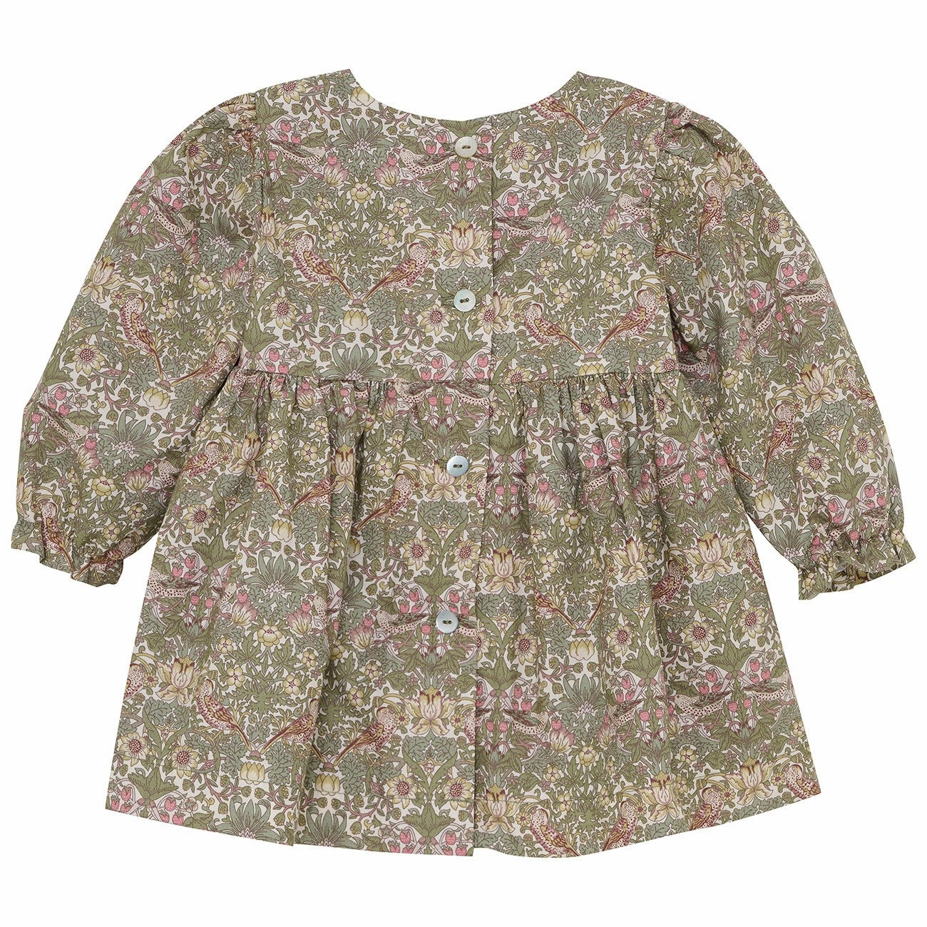 Smooth Blend Huttelihut Deep Lichen Green Dress In Liberty Fabric