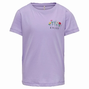 Kids ONLY Purple Rose Emma Flower T-shirt Travel convenience Cozy Look Wear
