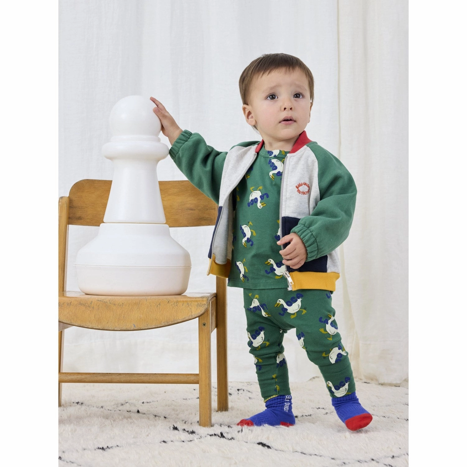 Bobo Choses Green La Oca All Over T-Shirt Adjustable Cuff Closure Handcrafted Detail