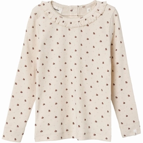 Lil'Atelier Whitecap Gray/Baked Clay Gago Slim Blouse Eco-friendly