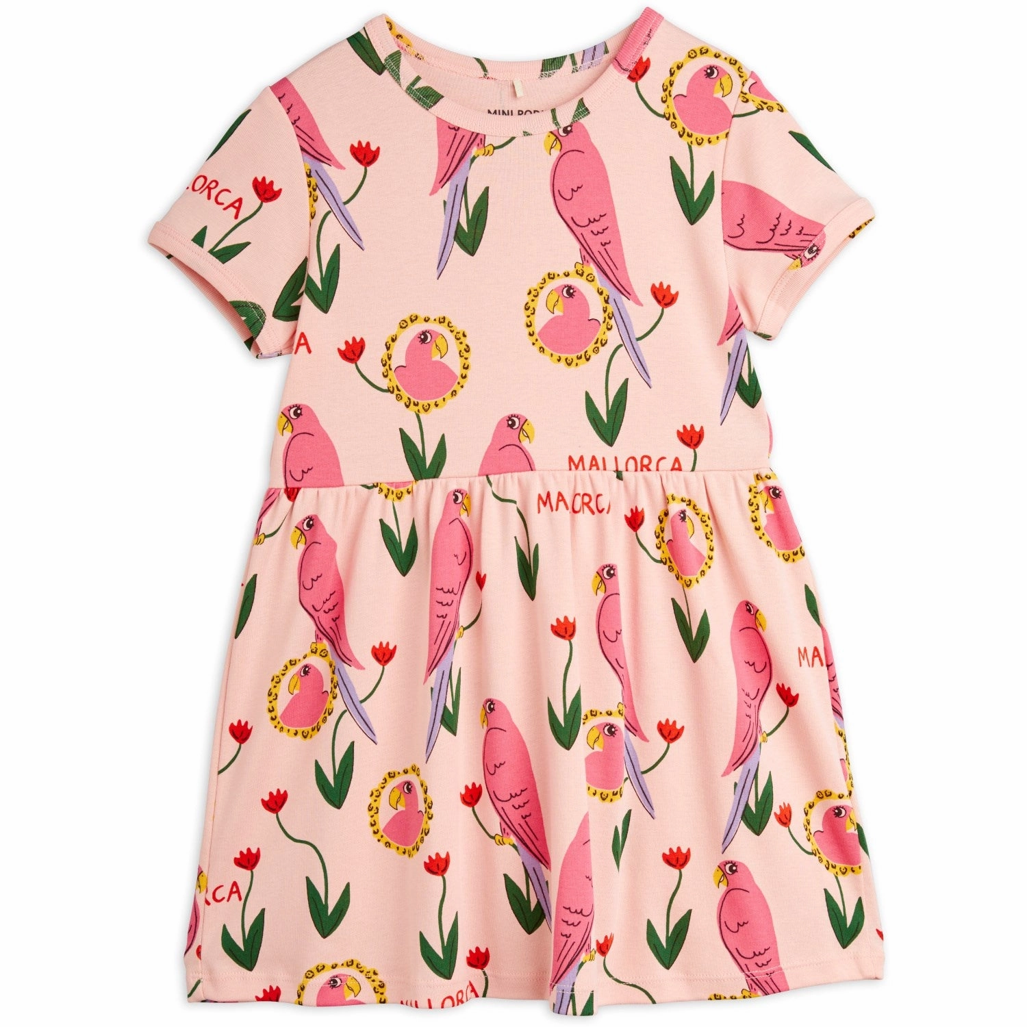 Mini Rodini Pink Parrots AOP Dress Practical-Style