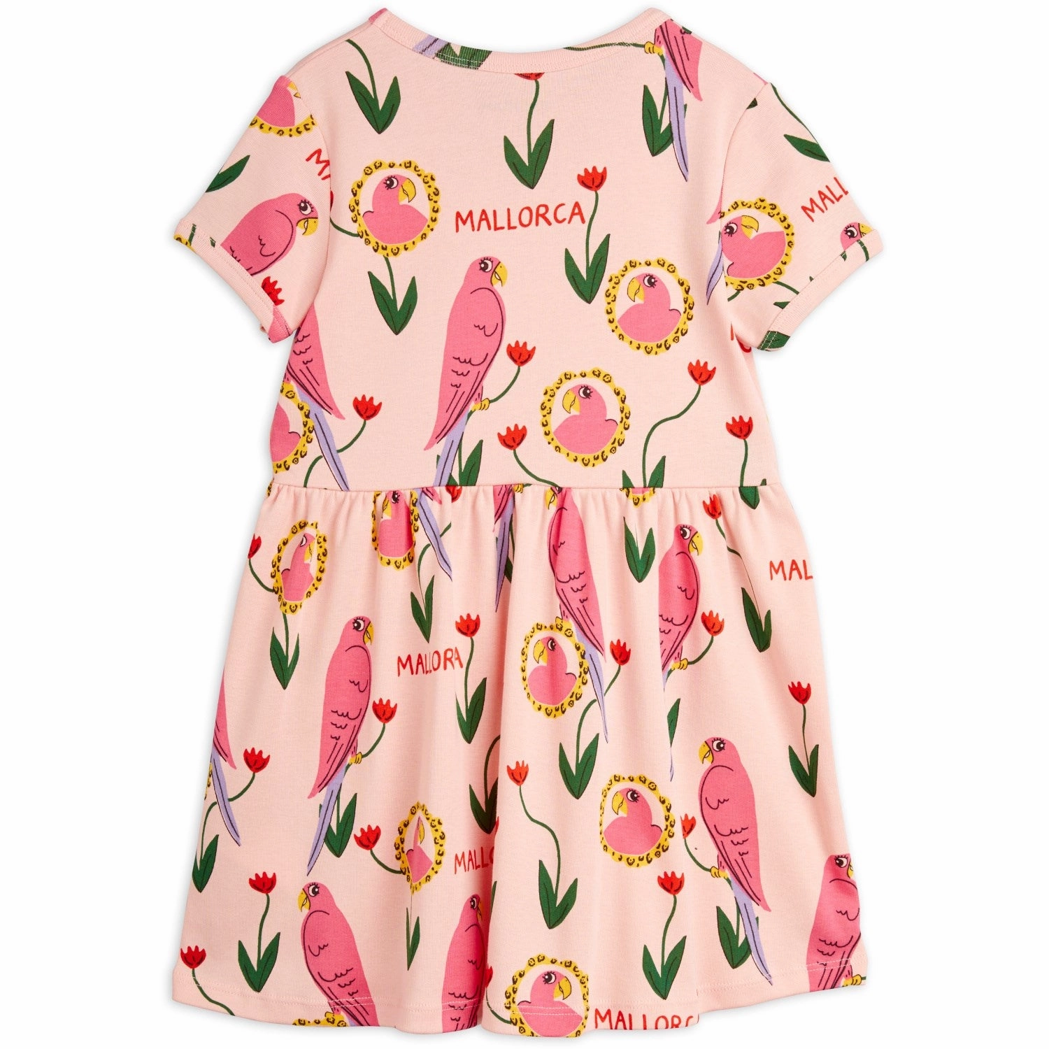 Smooth silhouette Mini Rodini Pink Parrots AOP Dress
