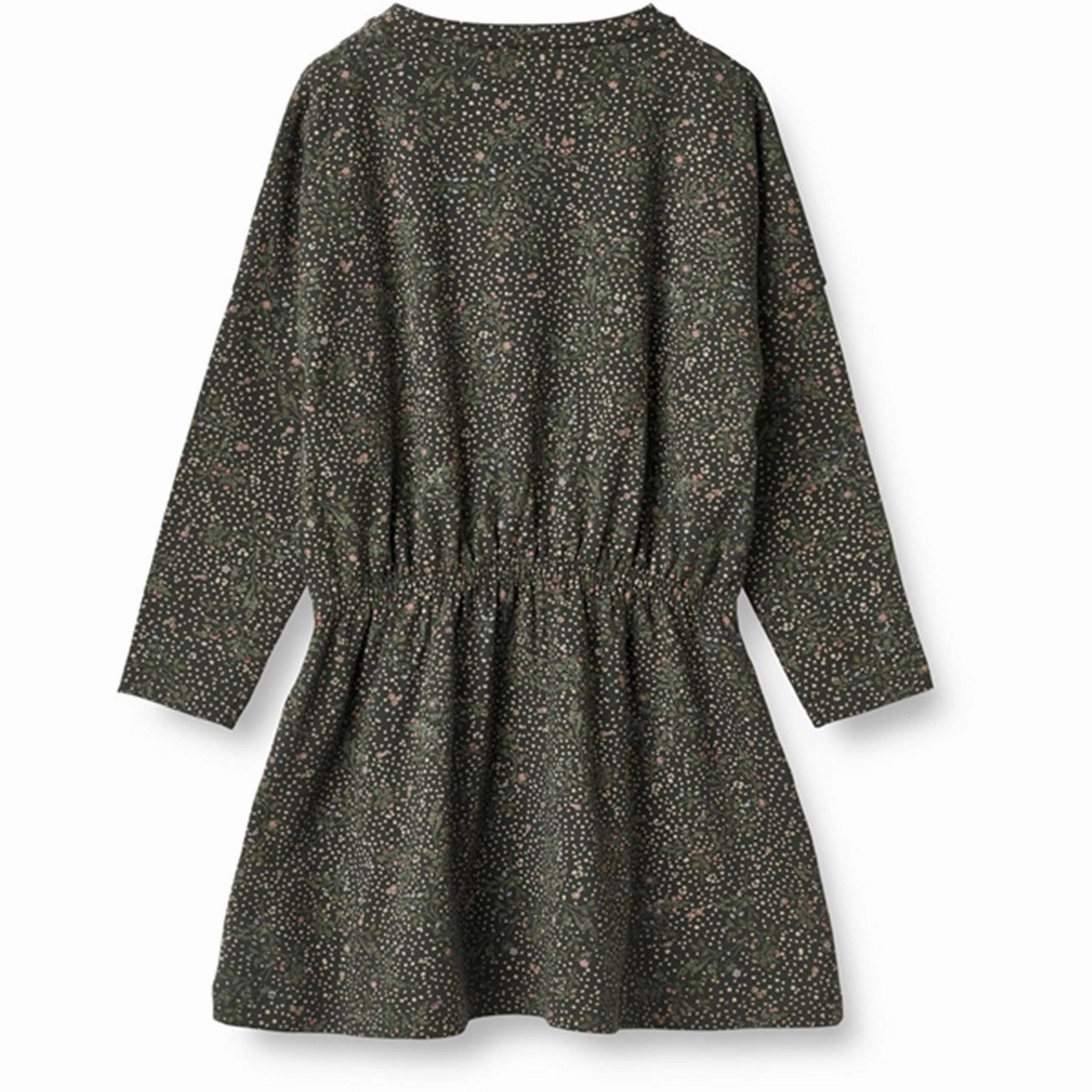 Smooth Outline Modern Soft Wheat Black Coal Small Flowers Jersey Dress Selena