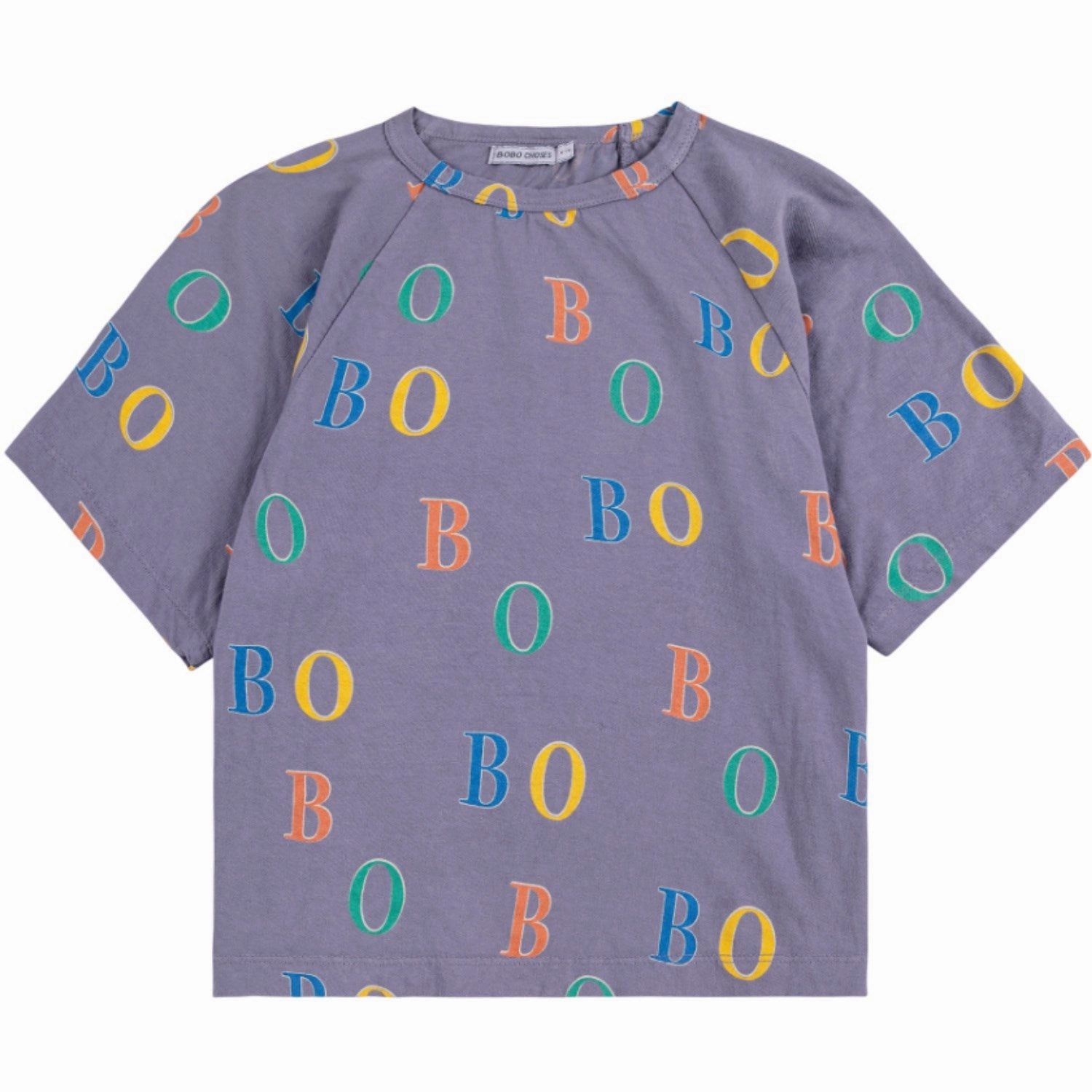 Bobo Choses Navy Blue Multicolor Bobo All Over Ranglan T-Shirt Timeless Piece BreathableMeshLining