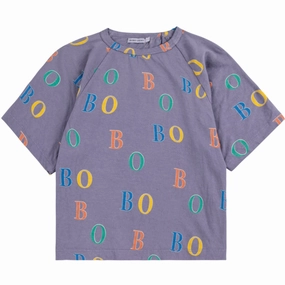 Bobo Choses Navy Blue Multicolor Bobo All Over Ranglan T-Shirt Timeless Piece BreathableMeshLining