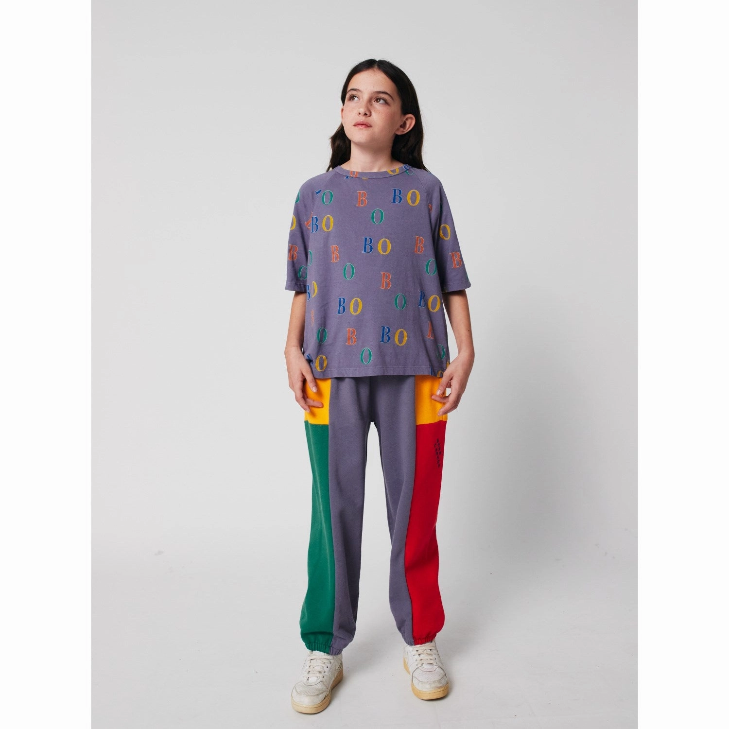 Bobo Choses Navy Blue Multicolor Bobo All Over Ranglan T-Shirt BioBased Fibers
