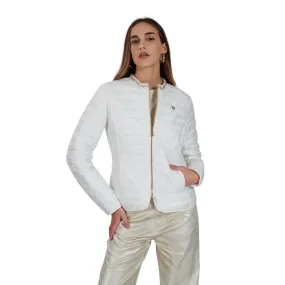 concert Yes Zee giubbino trapuntato da donna con ornamento di preziosi al collo 1360 G403/KS00 0101 bianco
