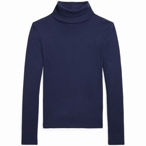 Snag Free Surface Double Stitched Hems Polo Ralph Lauren Girl Long Sleeved Turtleneck French Navy