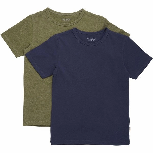 Minymo Dark Olive T-shirts Basis 32 2-pack Washable Round neck simplicity