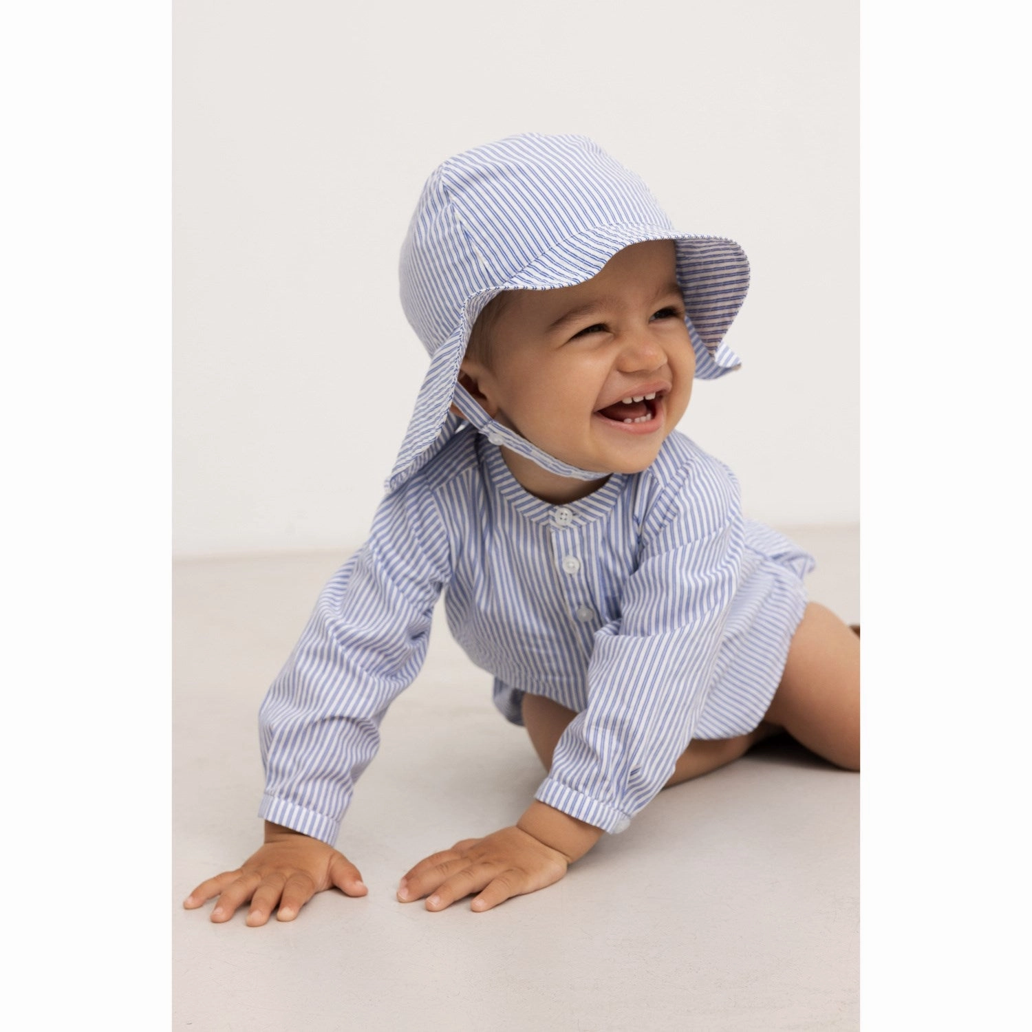 gender-neutral MarMar Poplin Bolich Blue Strips Totoro Shirt