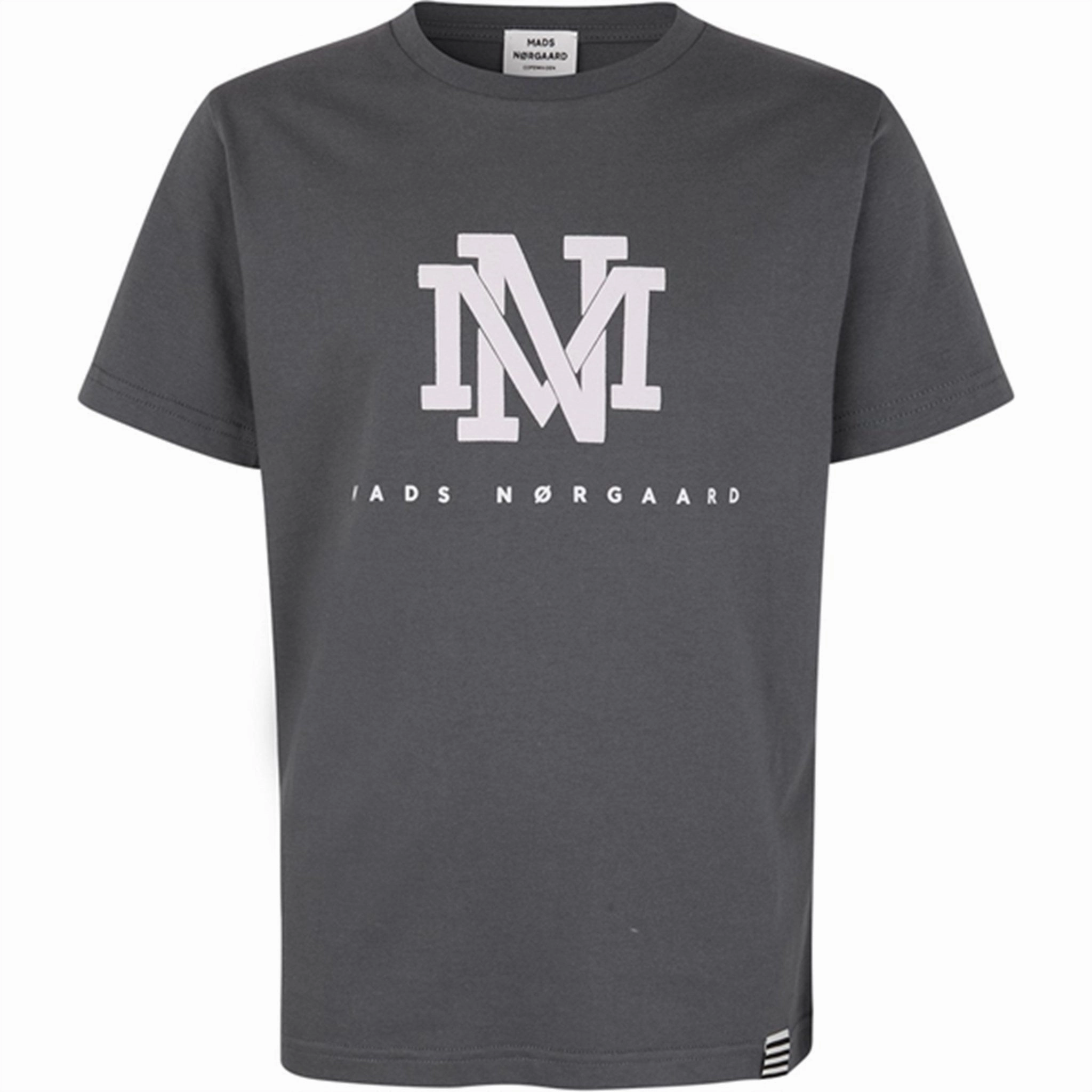 Mads N?rgaard Printed Thorlino MN logo T-shirt Asphalt Relaxed Comfort Look Sustainable Textile