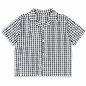 BBQ Party Bold Graphics Konges Sl?jd Captains Blue Check Kim Ss Shirt Gots