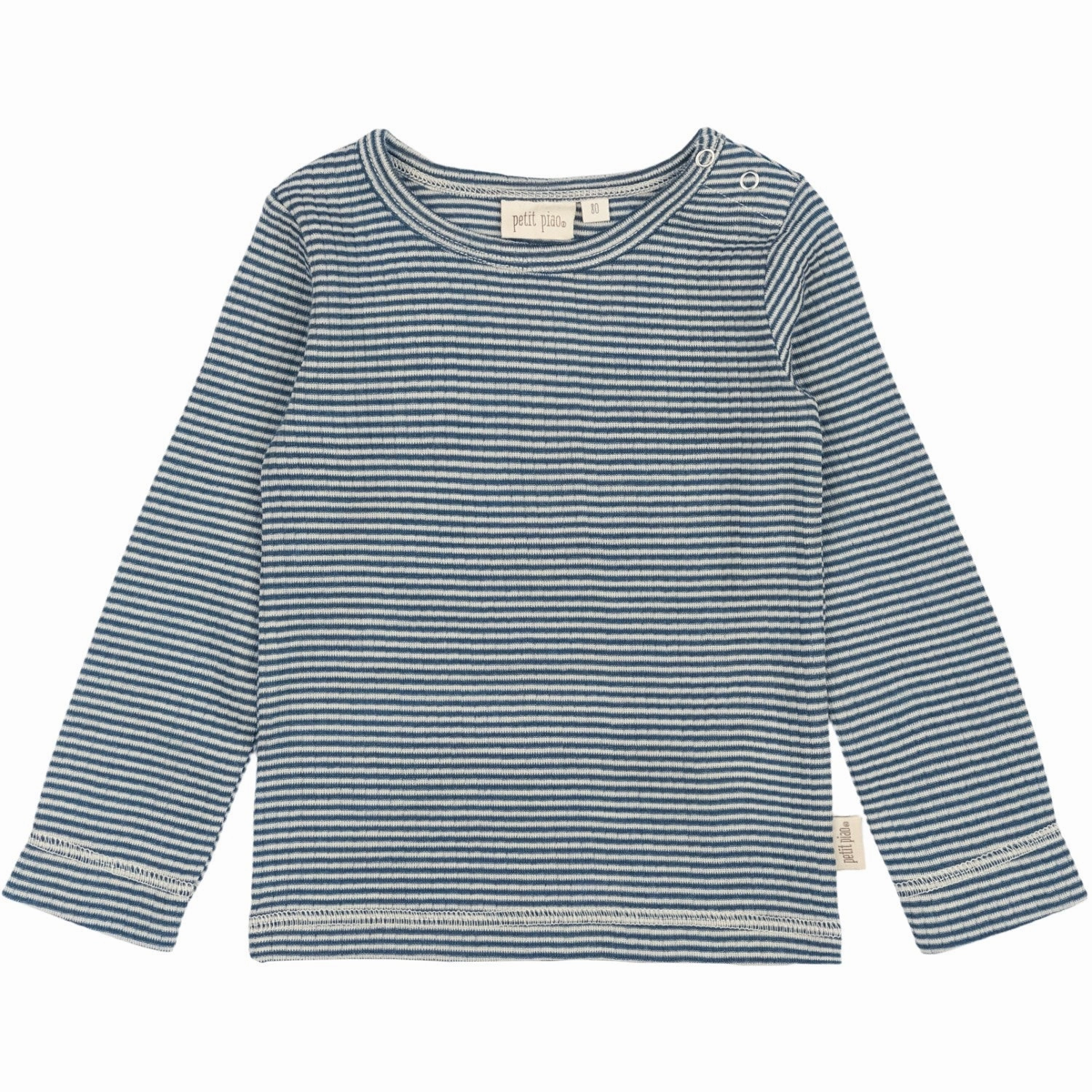 Waffle Weave Petit Piao Ensign Blue/dark Off White PPDante T-Shirt L/S Meriono Wool Striped